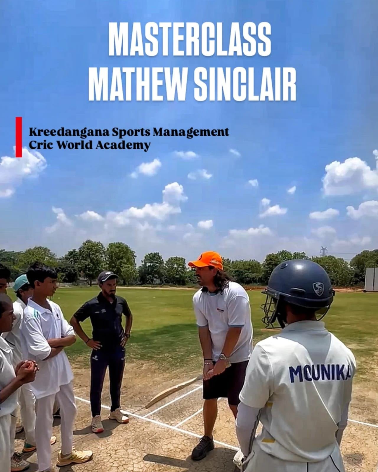 Mathew Sinclair, former New Zealand international cricketer, addressing players during his masterclass at KSM