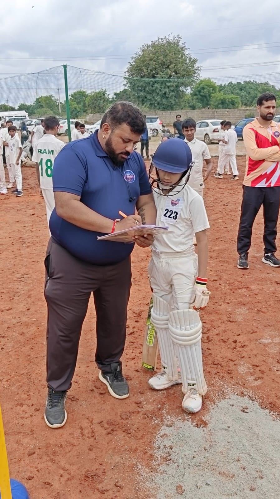 Players taking part in the RBC Karnataka Cricket Trials at KSM